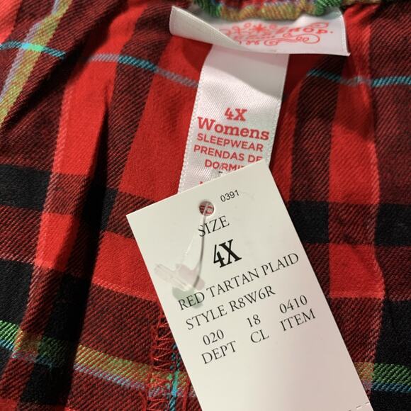 Sleepwear Pajama Set Women's 4X Plaid Red Christmas Holiday Tartan by Wondershop - Picture 16 of 16